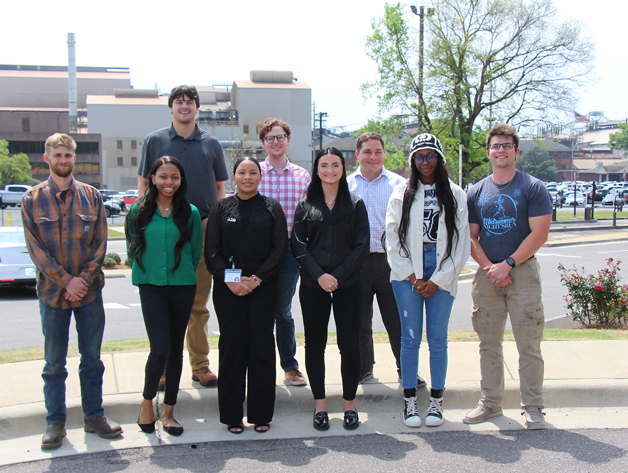 Several of AMERICAN's spring interns. Front row (left to right): James Young, Nena Thomas, Julia Griffin, Cambring Drake, Aalayah Ramsey, Preston Key. Back row (left to right): Nicholas Griffith, Dylan Baggiano and Chris Zettler.